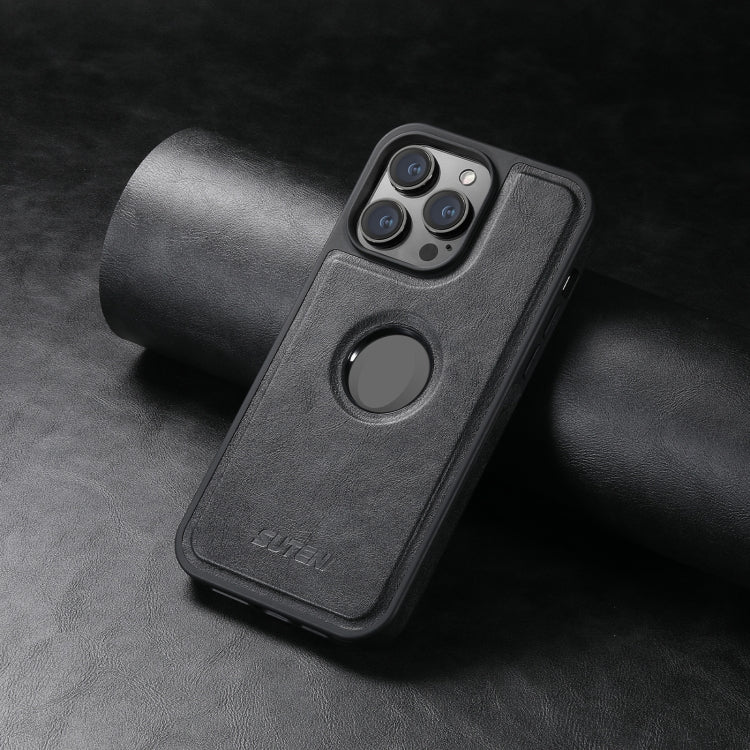 For iPhone 15 Pro Suteni G1 Magsafe Leather Back Phone Case(Black)