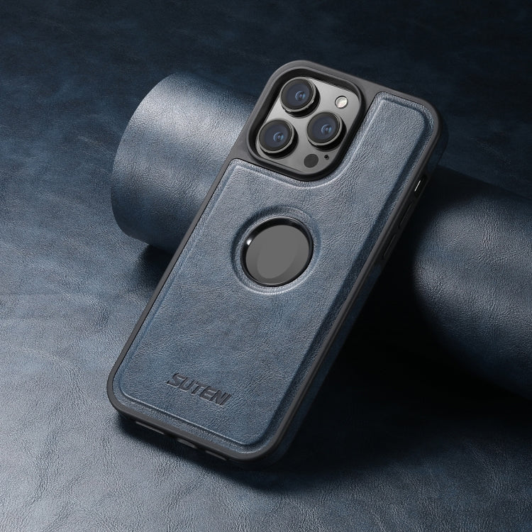 For iPhone 15 Pro Suteni G1 Magsafe Leather Back Phone Case(Blue)