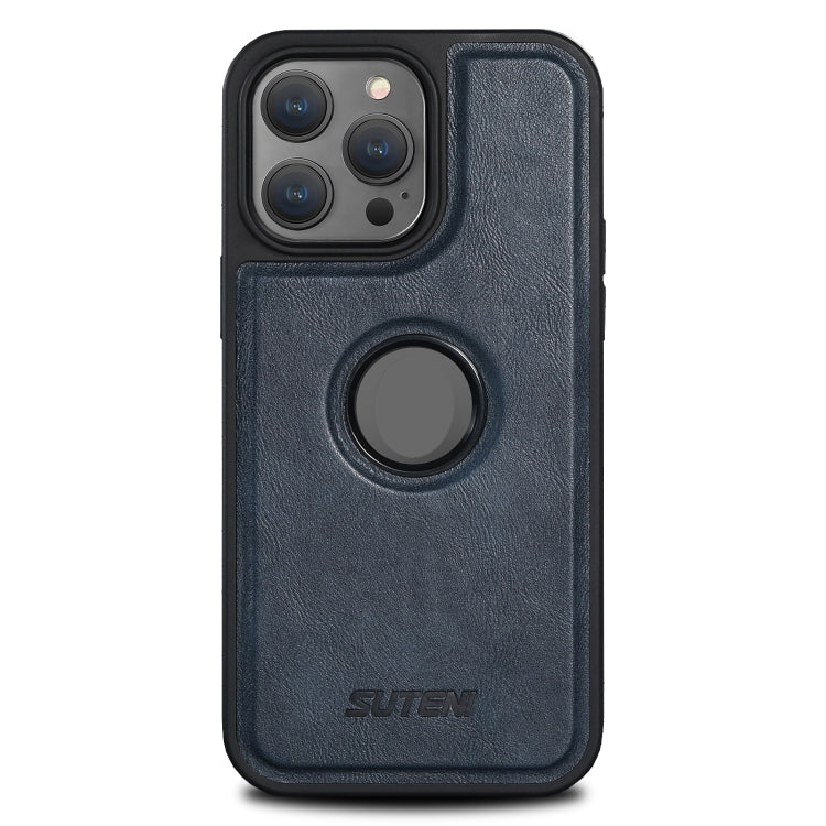 For iPhone 15 Pro Suteni G1 Magsafe Leather Back Phone Case(Blue)