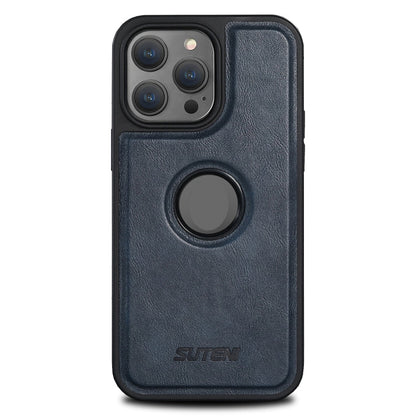 For iPhone 15 Pro Suteni G1 Magsafe Leather Back Phone Case(Blue)