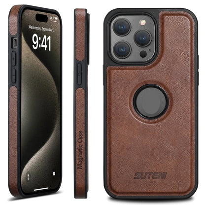 For iPhone 16 Pro Suteni G1 Magsafe Leather Back Phone Case(Brown)