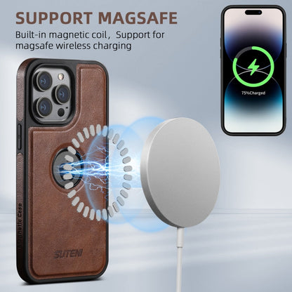 For iPhone 16 Pro Suteni G1 Magsafe Leather Back Phone Case(Brown)