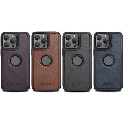 For iPhone 12 Pro Suteni G1 Magsafe Leather Back Phone Case(Black)