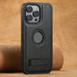 For iPhone 14 Pro Max Suteni G2 Magsafe Oil Wax Leather Back Phone Case with Holder(Black)