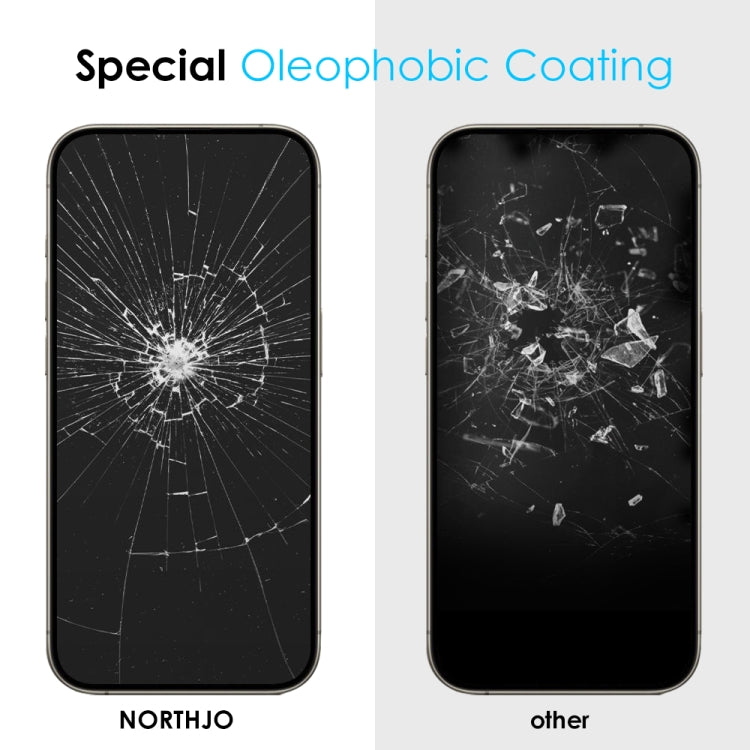 For iPhone 15 Pro NORTHJO A++ 28 Degree Privacy Full Glue Silk Printing Tempered Glass Film