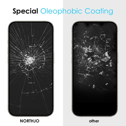 For iPhone 15 Pro NORTHJO A++ 28 Degree Privacy Full Glue Silk Printing Tempered Glass Film