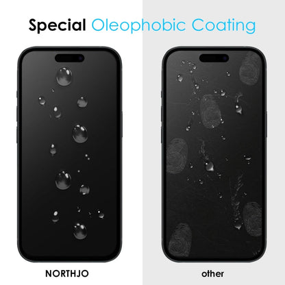 For iPhone 15 NORTHJO A++ 28 Degree Privacy Full Glue Silk Printing Tempered Glass Film