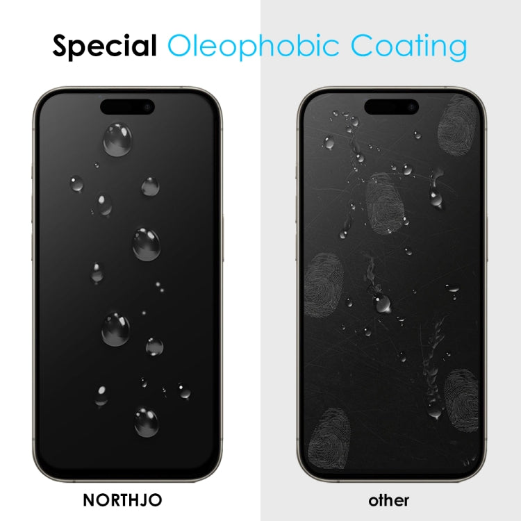 For iPhone 14 Pro Max NORTHJO A++ 28 Degree Privacy Full Glue Silk Printing Tempered Glass Film