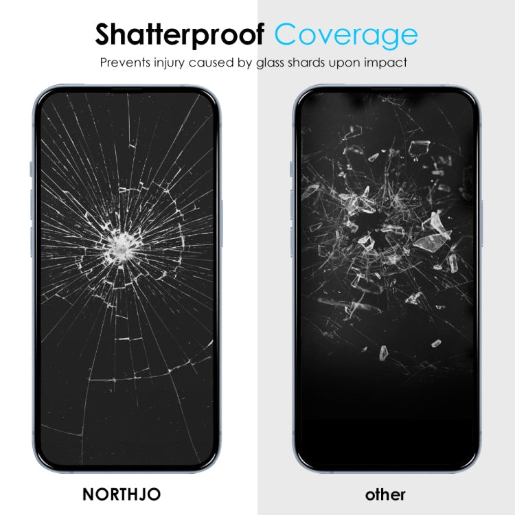 For iPhone 14 Plus / 13 Pro Max NORTHJO A++ 28 Degree Privacy Full Glue Silk Printing Tempered Glass Film