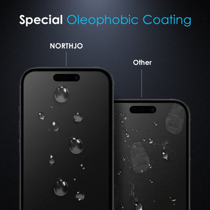 For iPhone 16 Plus NORTHJO A++ 28 Degree Privacy Full Glue Silk Printing Tempered Glass Film