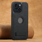 For iPhone 15 Plus Suteni G2 Magsafe Litchi Texture Leather Back Phone Case with Holder(Black)