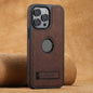 For iPhone 14 Pro Suteni G2 Magsafe Litchi Texture Leather Back Phone Case with Holder(Brown)