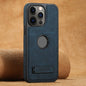 For iPhone 12 Pro Suteni G2 Magsafe Litchi Texture Leather Back Phone Case with Holder(Blue)