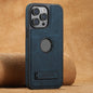 For iPhone 16 Pro Suteni G2 Magsafe Litchi Texture Leather Back Phone Case with Holder(Blue)