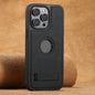 For iPhone 16 Pro Max Suteni G2 Magsafe Litchi Texture Leather Back Phone Case with Holder(Black)