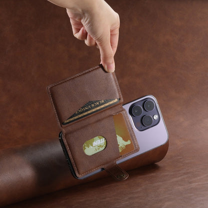 Suteni S2 Phone Magnetic Card Case Card Sleeve MagSafe Magnetic Coil PU Leather(Brown)