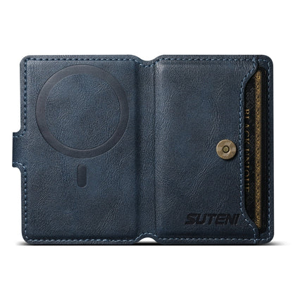 Suteni S2 Phone Magnetic Card Case Card Sleeve MagSafe Magnetic Coil PU Leather(Blue)