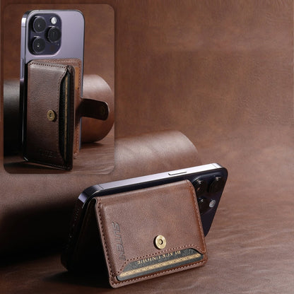 Suteni S2 Étui Porte-cartes Magnétique pour Téléphone Housse de Carte Anneau Magnétique MagSafe en Cuir PU (Noir)