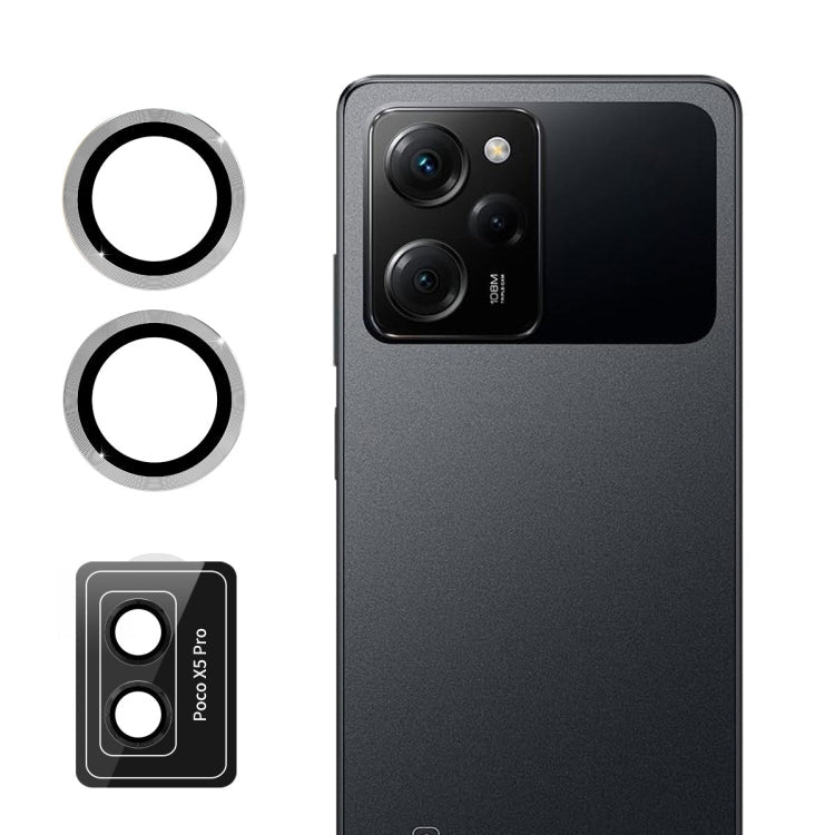 Pour Xiaomi Poco X5 Pro ENKAY Hat-Prince Film en verre trempé pour objectif de caméra arrière 9H en alliage d'aluminium (argent)