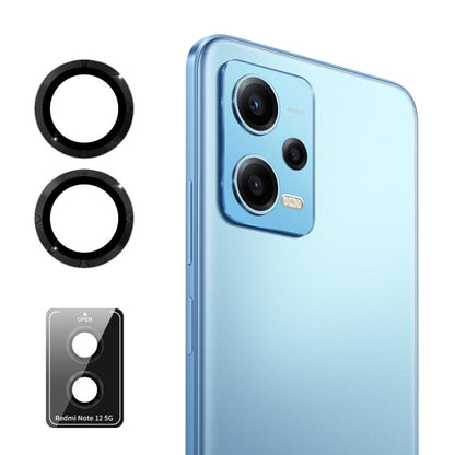 For Xiaomi Redmi Note 12 5G ENKAY Hat-Prince 9H Rear Camera Lens Aluminium Alloy Tempered Glass Film(Black)
