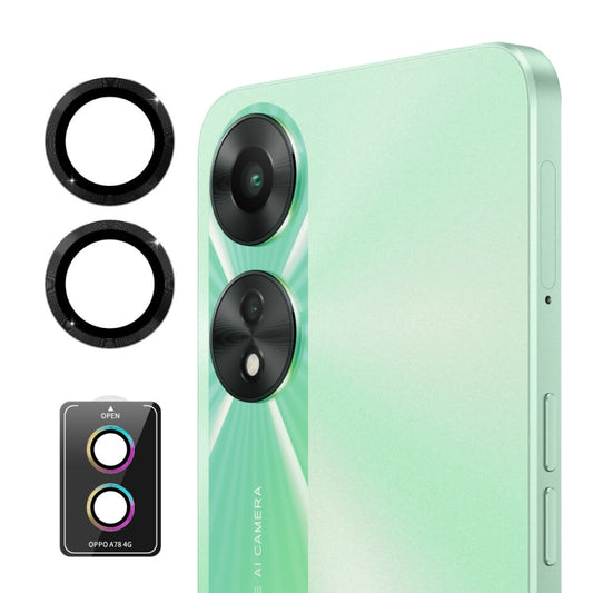 For OPPO A78 4G ENKAY Hat-Prince 9H Rear Camera Lens Aluminium Alloy Tempered Glass Film(Black)