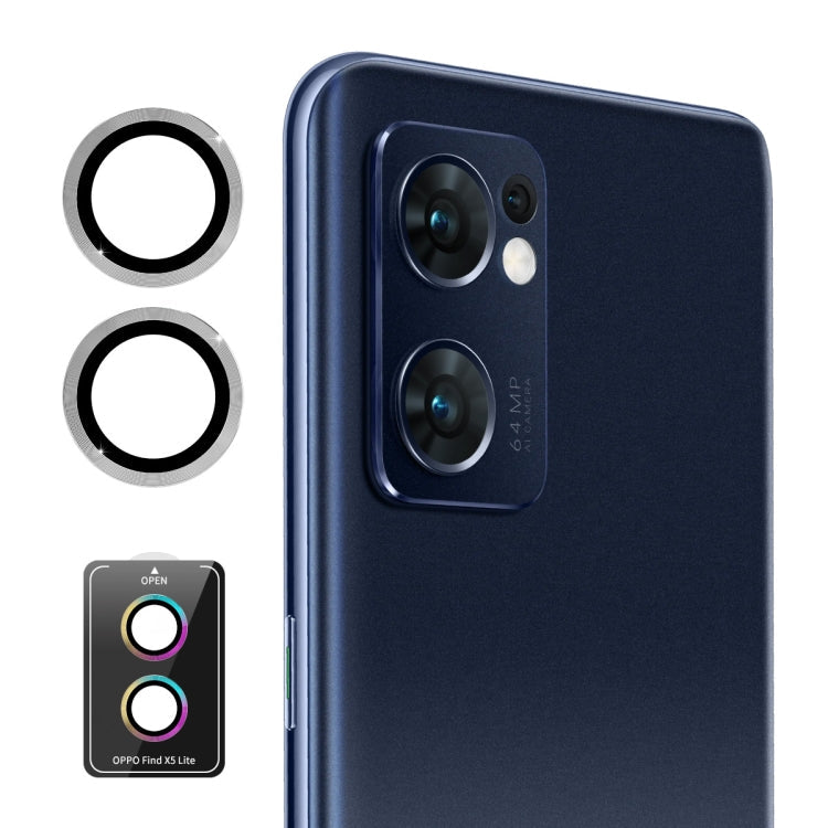 For OPPO Find X5 Lite ENKAY Hat-Prince 9H Rear Camera Lens Aluminium Alloy Tempered Glass Film(Silver)