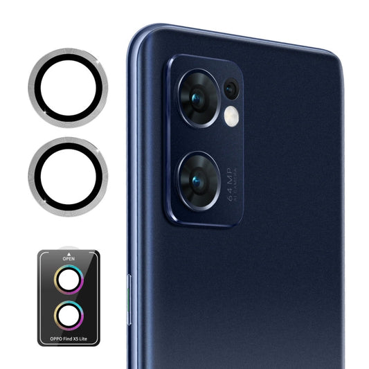 For OPPO Find X5 Lite ENKAY Hat-Prince 9H Rear Camera Lens Aluminium Alloy Tempered Glass Film(Silver)