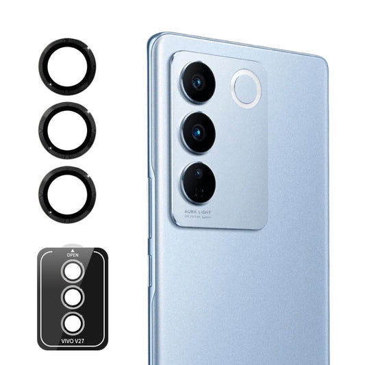 For vivo V27 / V27 Pro ENKAY Hat-Prince 9H Rear Lens Aluminium Alloy Tempered Glass Film(Black)