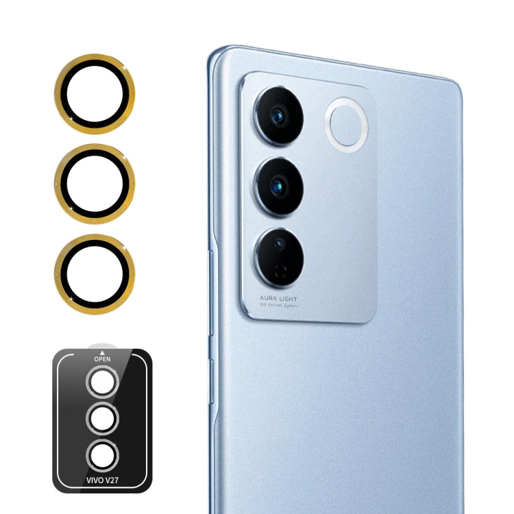 For vivo V27 / V27 Pro ENKAY Hat-Prince 9H Rear Lens Aluminium Alloy Tempered Glass Film(Gold)