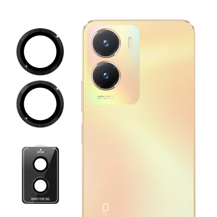 For vivo Y35 5G ENKAY Hat-Prince 9H Rear Camera Lens Aluminium Alloy Tempered Glass Film(Black)