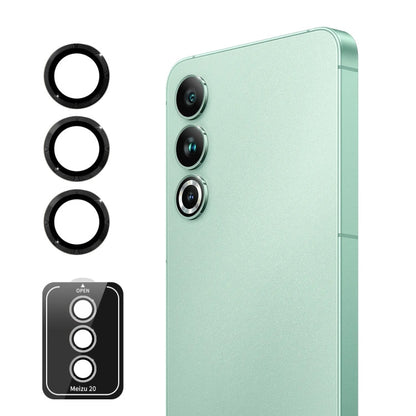 For Meizu 20 ENKAY Hat-Prince 9H Rear Camera Lens Aluminium Alloy Tempered Glass Film(Black)