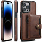 For iPhone 14 Pro Max Suteni M1 Oil Wax MagSafe Detachable Horizontal Card Bag Phone Case(Brown)