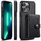 For iPhone 13 Pro Max Suteni M1 Oil Wax MagSafe Detachable Horizontal Card Bag Phone Case(Black)