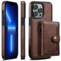 Pour iPhone 13 Pro Étui de téléphone avec porte-cartes détachable MagSafe Suteni M1 en cuir huilé (marron)