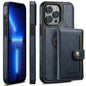 For iPhone 13 Pro Suteni M1 Oil Wax MagSafe Detachable Horizontal Card Bag Phone Case(Blue)