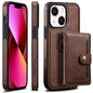 For iPhone 13 Suteni M1 Oil Wax MagSafe Detachable Horizontal Card Bag Phone Case(Brown)