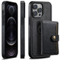 For iPhone 12 Pro Suteni M1 Oil Wax MagSafe Detachable Horizontal Card Bag Phone Case(Black)