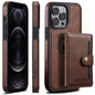 For iPhone 12 Pro Suteni M1 Oil Wax MagSafe Detachable Horizontal Card Bag Phone Case(Brown)