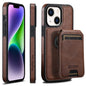 For iPhone 14 Plus Suteni M2 Oil Wax MagSafe Horizontal Card Bag Phone Case(Brown)