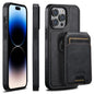 For iPhone 14 Pro Suteni M2 Oil Wax MagSafe Horizontal Card Bag Phone Case(Black)