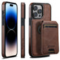 For iPhone 14 Pro Suteni M2 Oil Wax MagSafe Horizontal Card Bag Phone Case(Brown)