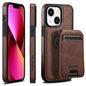 For iPhone 13 Suteni M2 Oil Wax MagSafe Horizontal Card Bag Phone Case(Brown)