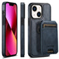 For iPhone 13 Suteni M2 Oil Wax MagSafe Horizontal Card Bag Phone Case(Blue)