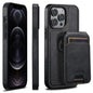 For iPhone 12 Pro Suteni M2 Oil Wax MagSafe Horizontal Card Bag Phone Case(Black)