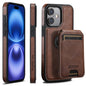 For iPhone 16 Suteni M2 Oil Wax MagSafe Horizontal Card Bag Phone Case(Brown)