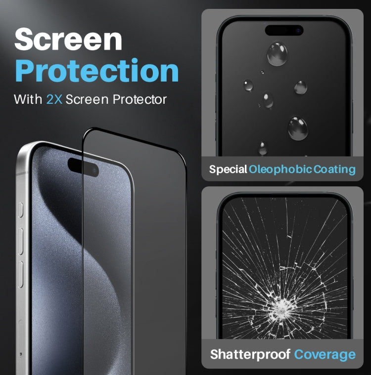 For iPhone 15 Pro NORTHJO 5 in 1 Clear Phone Case with 2pcs Screen Film + 2pcs Rear Lens Film