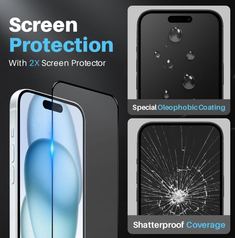 For iPhone 15 NORTHJO 5 in 1 Clear Phone Case with 2pcs Screen Film + 2pcs Rear Lens Film