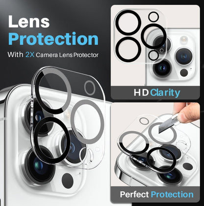 For iPhone 14 Pro Max NORTHJO 5 in 1 Clear Phone Case with 2pcs Screen Film + 2pcs Rear Lens Film
