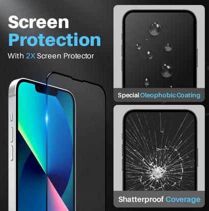 For iPhone 13 NORTHJO 5 in 1 Clear Phone Case with 2pcs Screen Film + 2pcs Rear Lens Film
