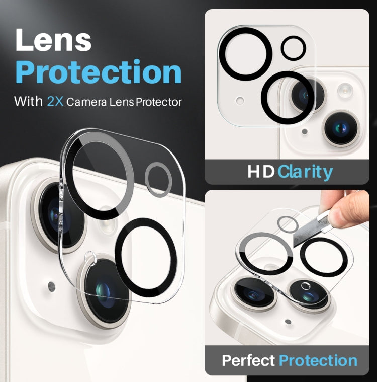 For iPhone 13 NORTHJO 5 in 1 Clear Phone Case with 2pcs Screen Film + 2pcs Rear Lens Film